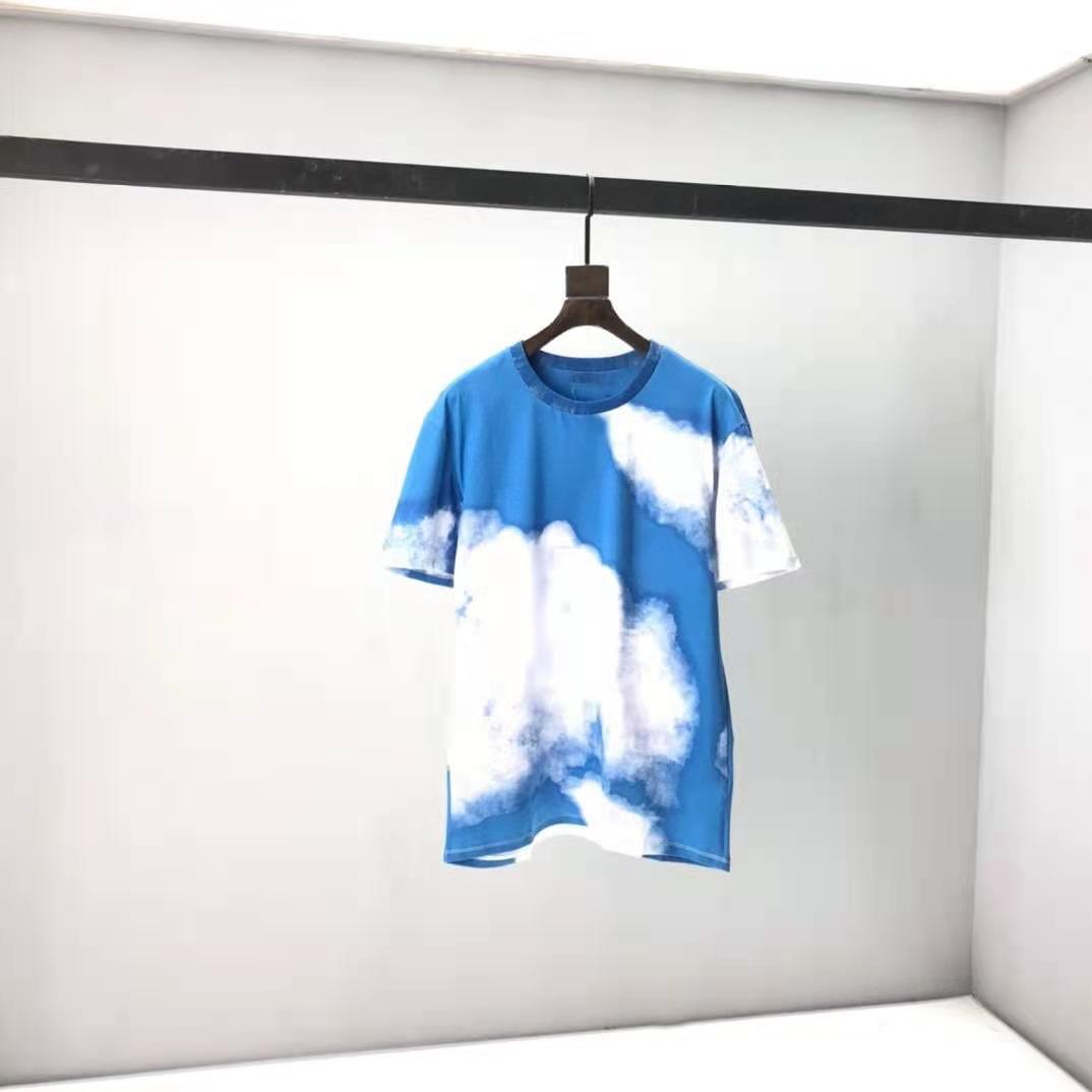 

21SS Blue sky white color rest short sleeve Tee t shirts for Men Women High Street Fashion short Sleeves T-Shirts Summer Breathable Tee shirt, Customize
