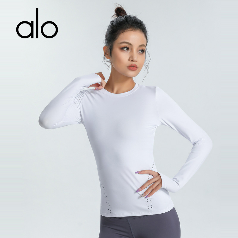 

Alo Women Yoga T-shirts Sports Running Tops Slim Fitted Long Sleeve Sportswear Fitness Clothes Girl Fashion Black Blue Pink White Exercise Training Workout Tops