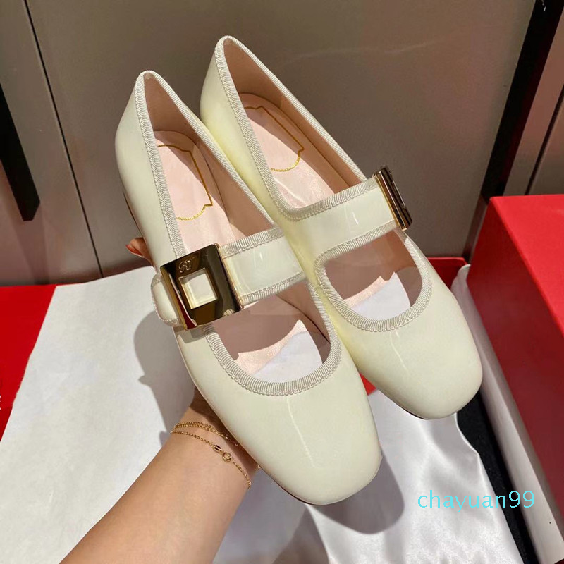 

2021 spring and autumn new womens formal shoes, square diamond buckle, leather suede, round head Mary Jane ballet flat bottom, top 0225, Grey1