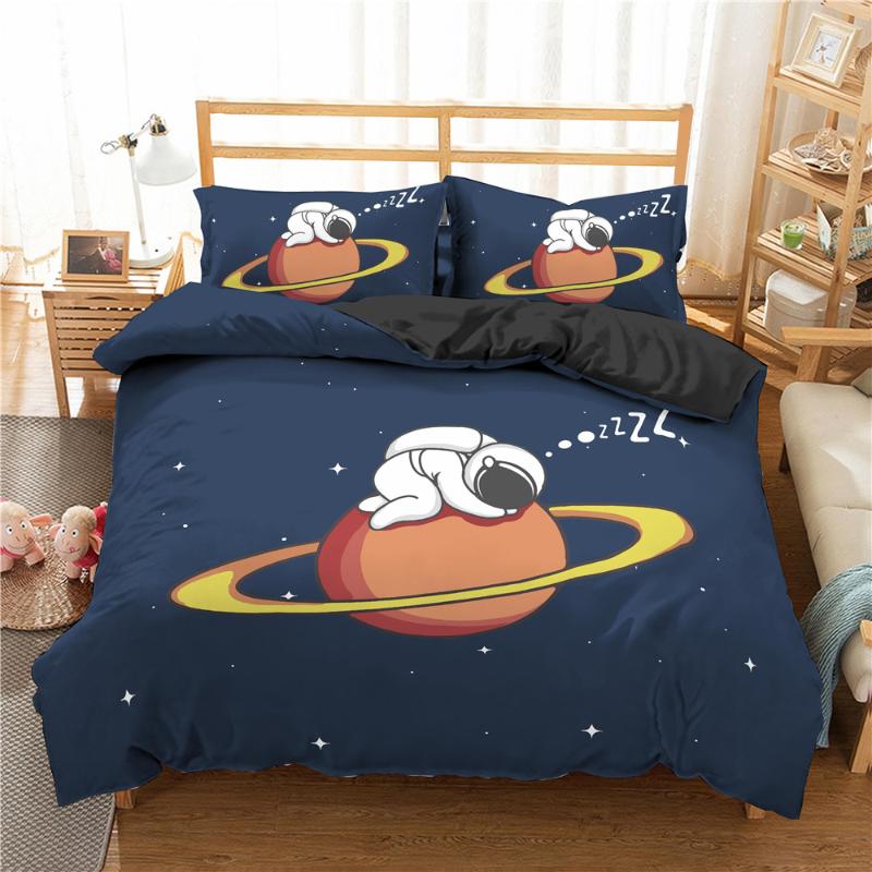 

Bedding Sets Cartoon Astronaut Space Quilt Cover Down Pillowcase King Full Size Bed Frame, Cd289-6