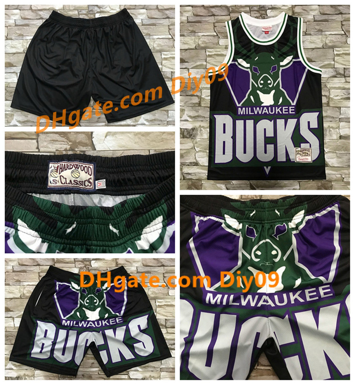 

Vintage Milwaukee Bucks Basketball Just Don Shorts Jersey Big Face Antetokounmpo Khris Middleton Mixed New Mitchell Ness Jerseys, Black