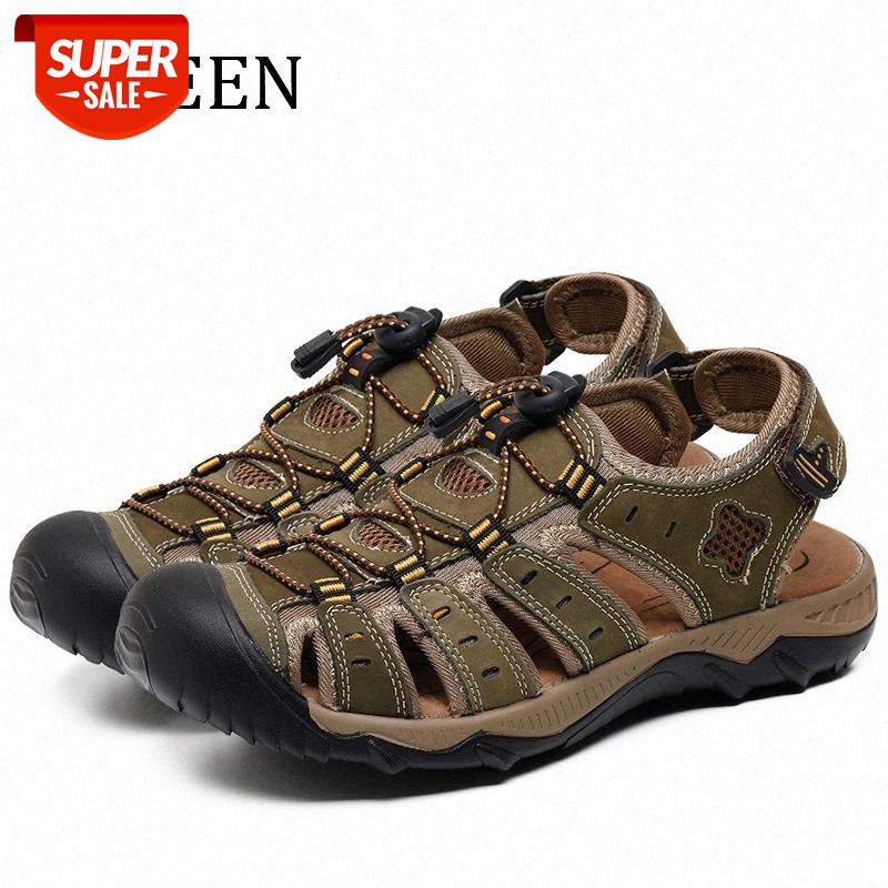 

YWEEN Men Sandals Leather Summer Hollow Breathable Non-slip Casual Outdoors Beach Shoes Large size EUR45-48 #5A4o, Black