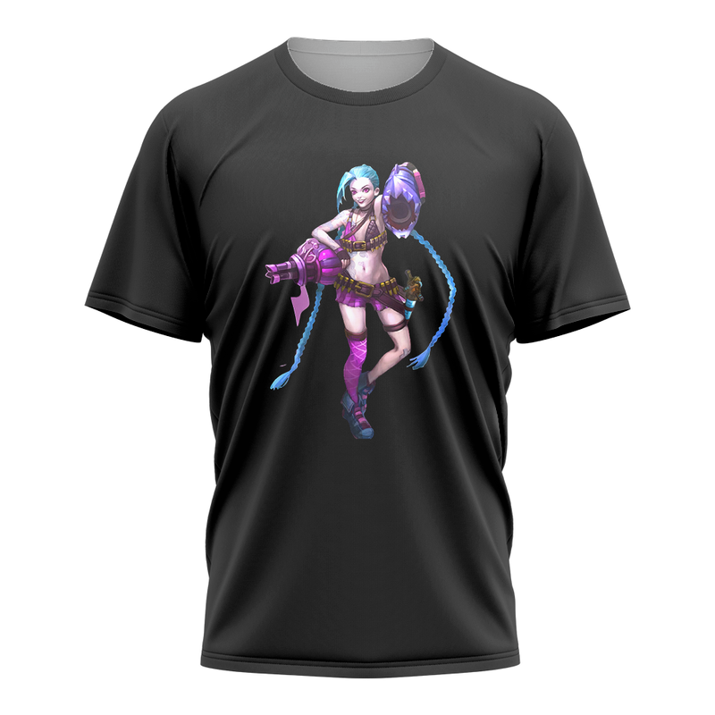 

3D Character Printing Two-dimensional T-shirt 3D Anime T-shirt Arcane Lol T-shirt Men and Women Casual O-neck Street Casual Loose Fashion Hip-hop Top, White;black