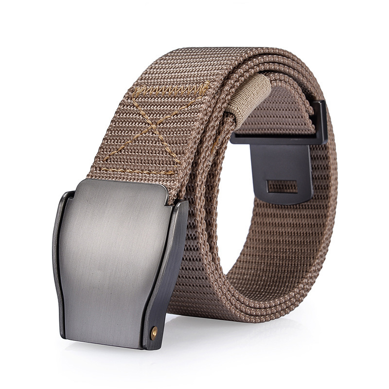 

2021 New Men's Metal Tactics Woven Canvas Belt Casual Cool Gift Men Belts Breathable for O06t, Black