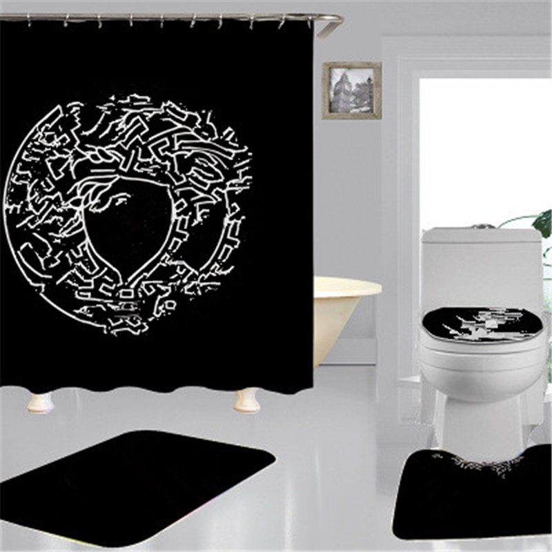 

wholesale top Sale shower curtain bathroom classic pattern fashion home polyester no-slip mat