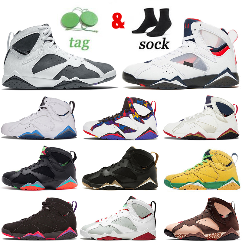 

Bordeaux VII Patta X Ray Allen Jumpman 7 7s Hare Mens Basketball Shoes Raptro Charcoal HareTopaz Mist PSGS Oregon Ducks Olymipc Blue Trainers Men Sneakers US 7-13, A16 36-47