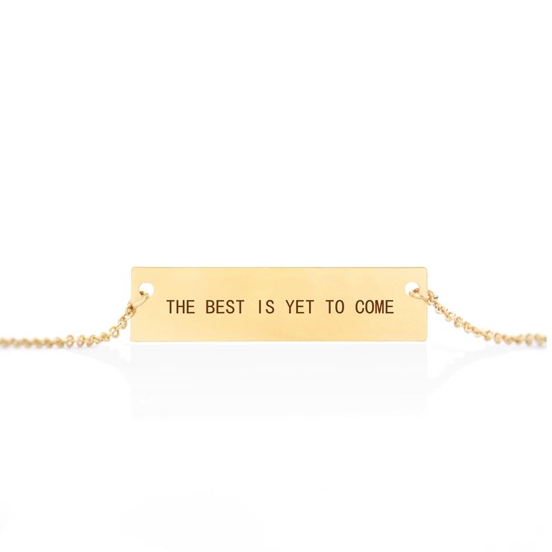 

Pendant Necklaces The Is Yet To Come Engraved Necklace Women Fashion Inspirational Letters Bar Clavicle Chain Graduation Gifts