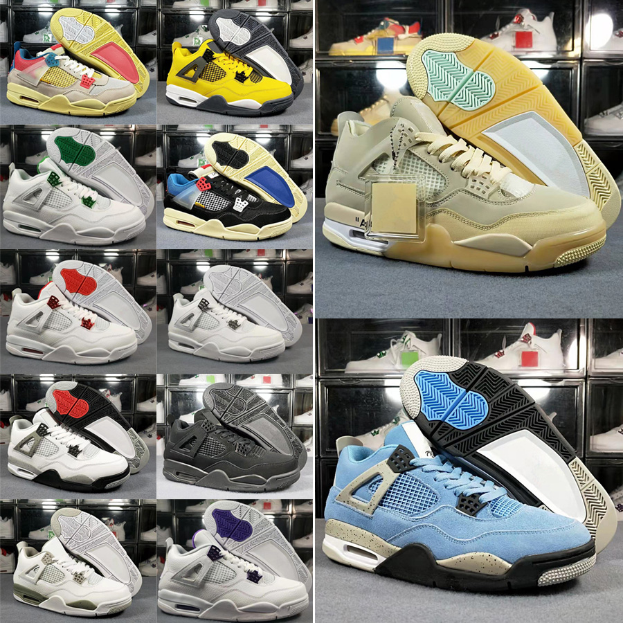 

Topest Quality Ankle J4 Boots Top Layer Leather Mens Womens Basketball Shoes 4 4s Jumpman University Blue white black yellow cream green purple red sneakers US 5.5-13
