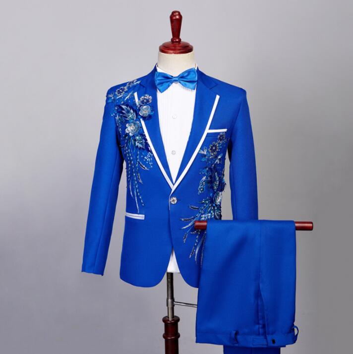 

Men' Suits & Blazers Blue Red Sequin Blazer Men Groom Suit Set With Pants Mens Wedding Slim Male Singer Star Style Stage Clothing Formal Dr, Black