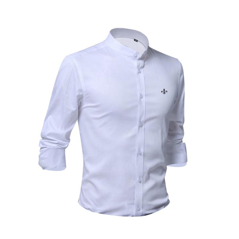 Chemises occasionnelles 100% coton brodées BLUSA Camisa Social Masculina DuDalinas Manche longue Slim Fit Chemise Hommes Floral Vêtements Blanc M