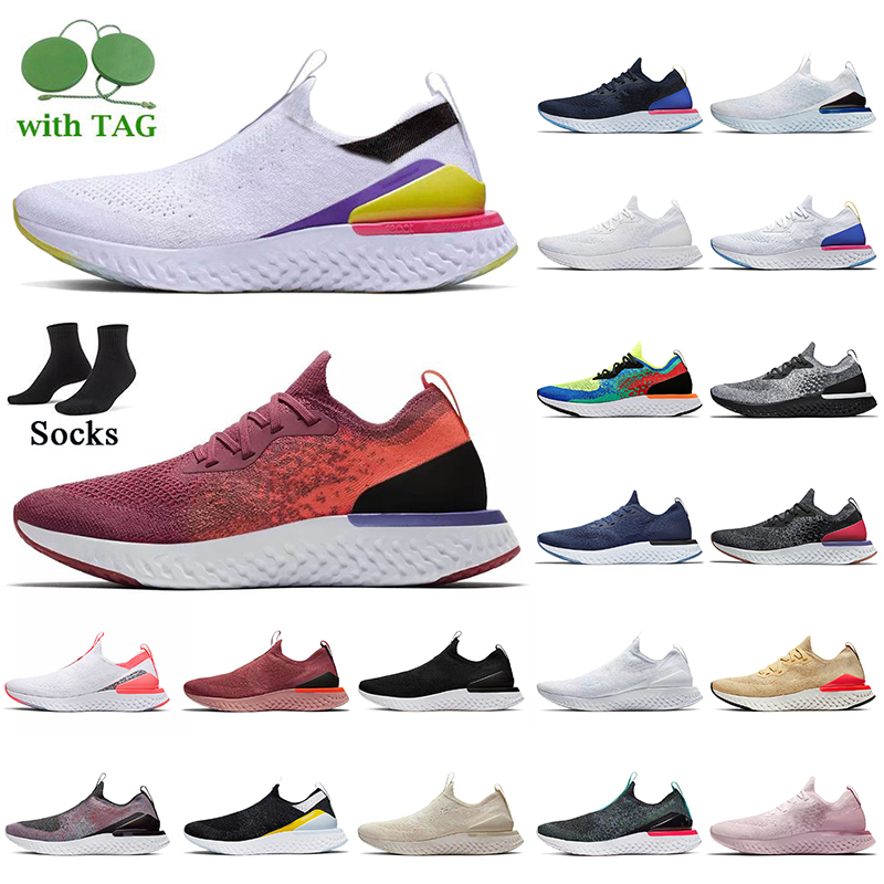 

Designer Trainers Epic React fly knit Women Men Running Shoes Slip-on Sports Burgundy Purple Triple white Royal Green Pale Yellow Navy Blue