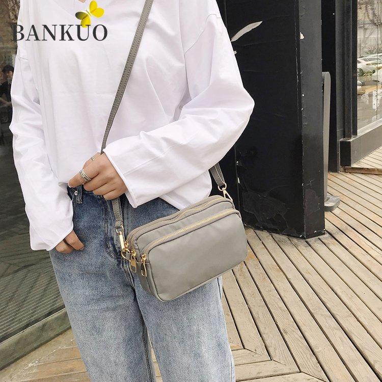 

BANKUO Summer Women's Crossbody Bags Simple Solid Color Cloth Bag Casual Light Shoulder Bag All-match Messenger Handbags C188, Black