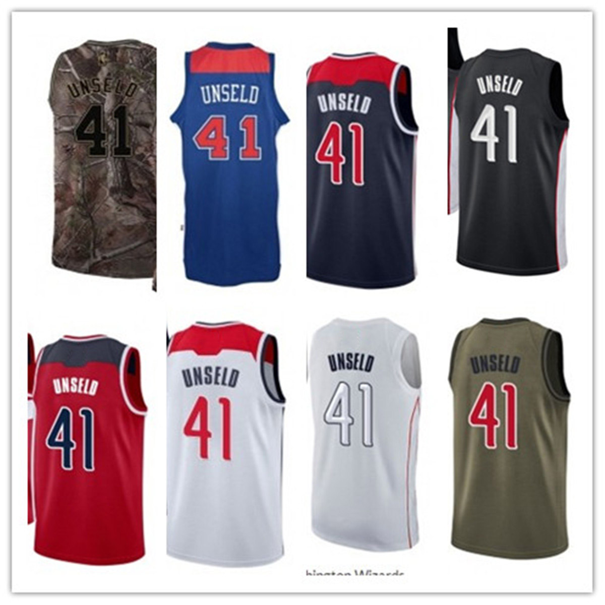 

custom leave name number 41 Wes Unseld blue white black yellow green brown basketball jersey men women youth jerseys, Black;red