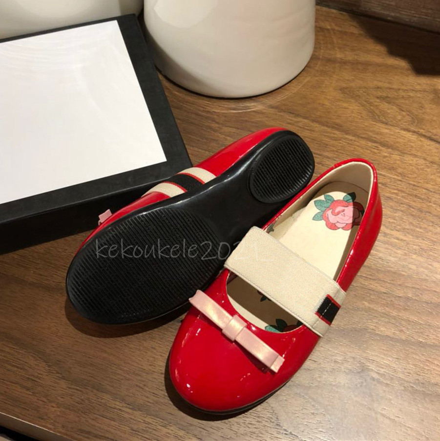 

Kids Girls Princess Shoes Black Red Top quality Design Cute Genuine Leather Breathable Casual Dance Shoe with Box