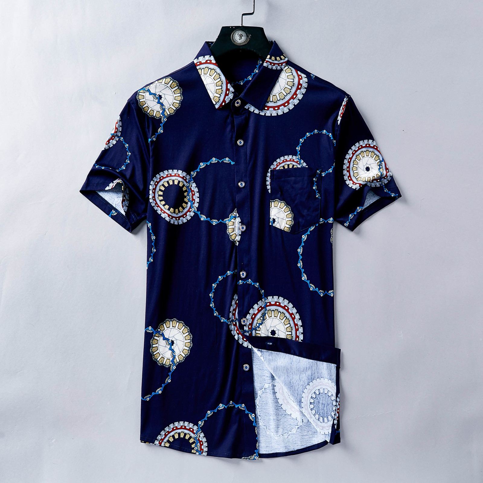 

2021 New Summer Mens Short Sleeve Beach Cotton Casual Print Floral Shirts Masculina Regular Camisa Plus Size 3xl Q5am, Blue