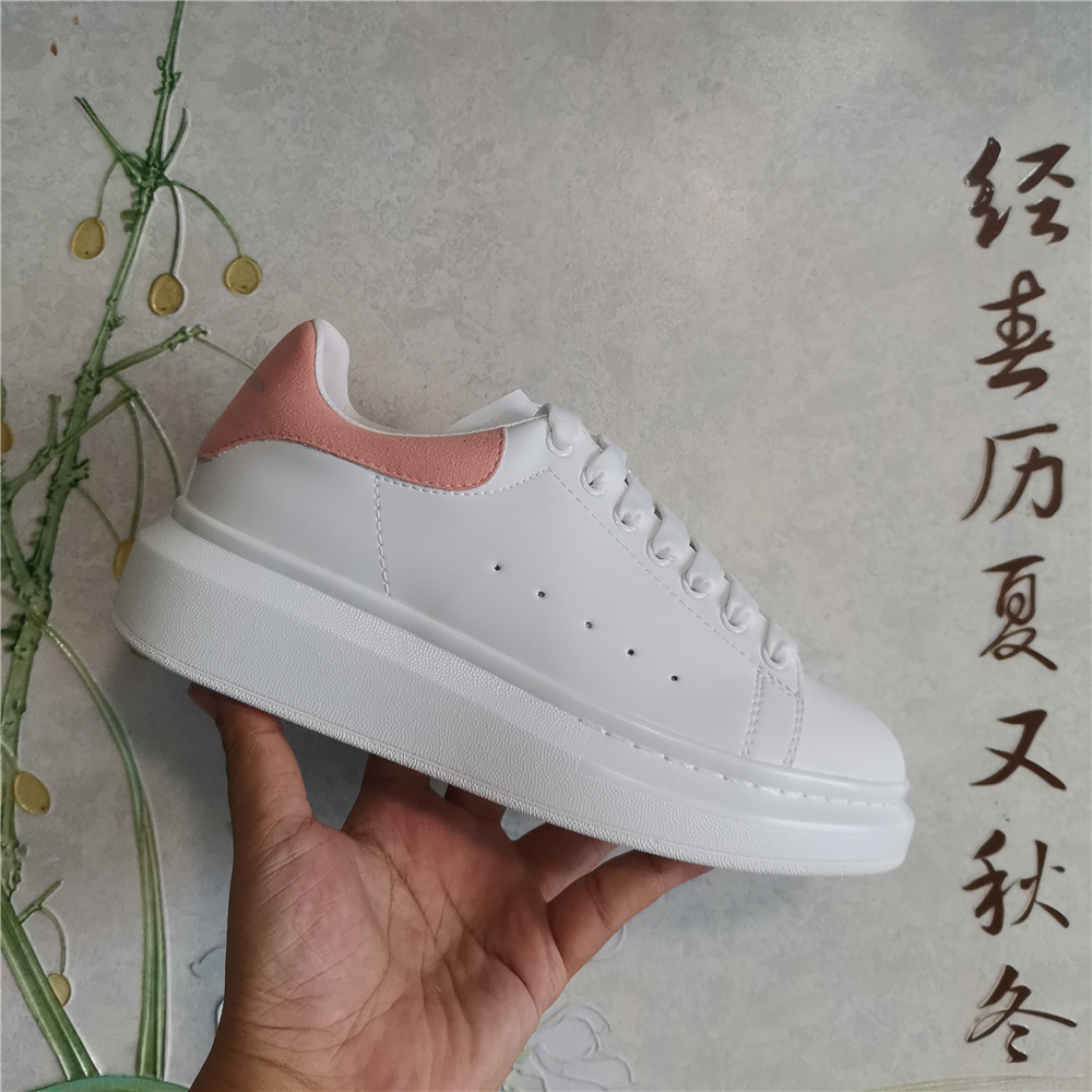 

With Box McQueens Genuine Leather Sneaker High Quality Designer Casual Shoes Fashion Canvas Woman Man Shoes Trainer, Black