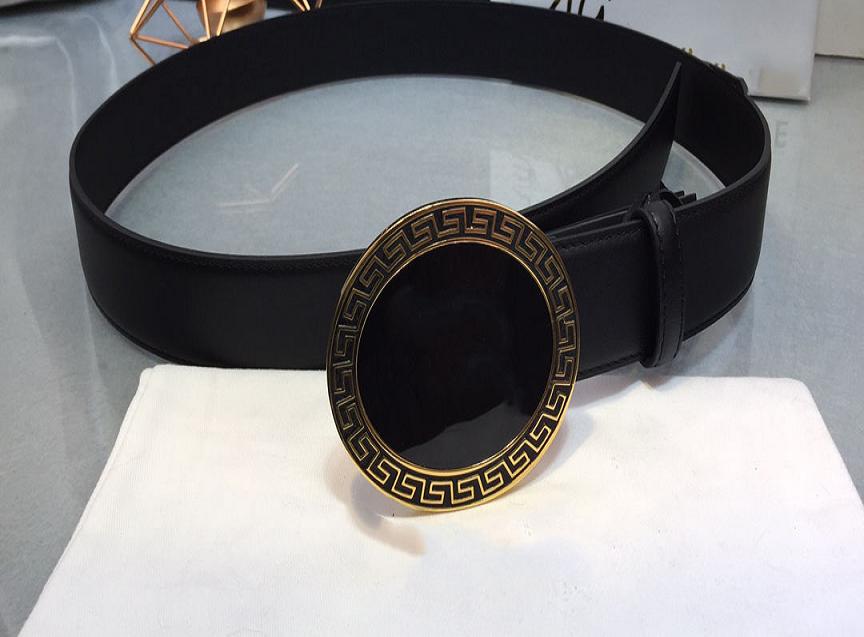 

new luxury senior really belt hot black high quality fashion women ang men brought gold and silver buckle belt width 3.5cm + belt box1285