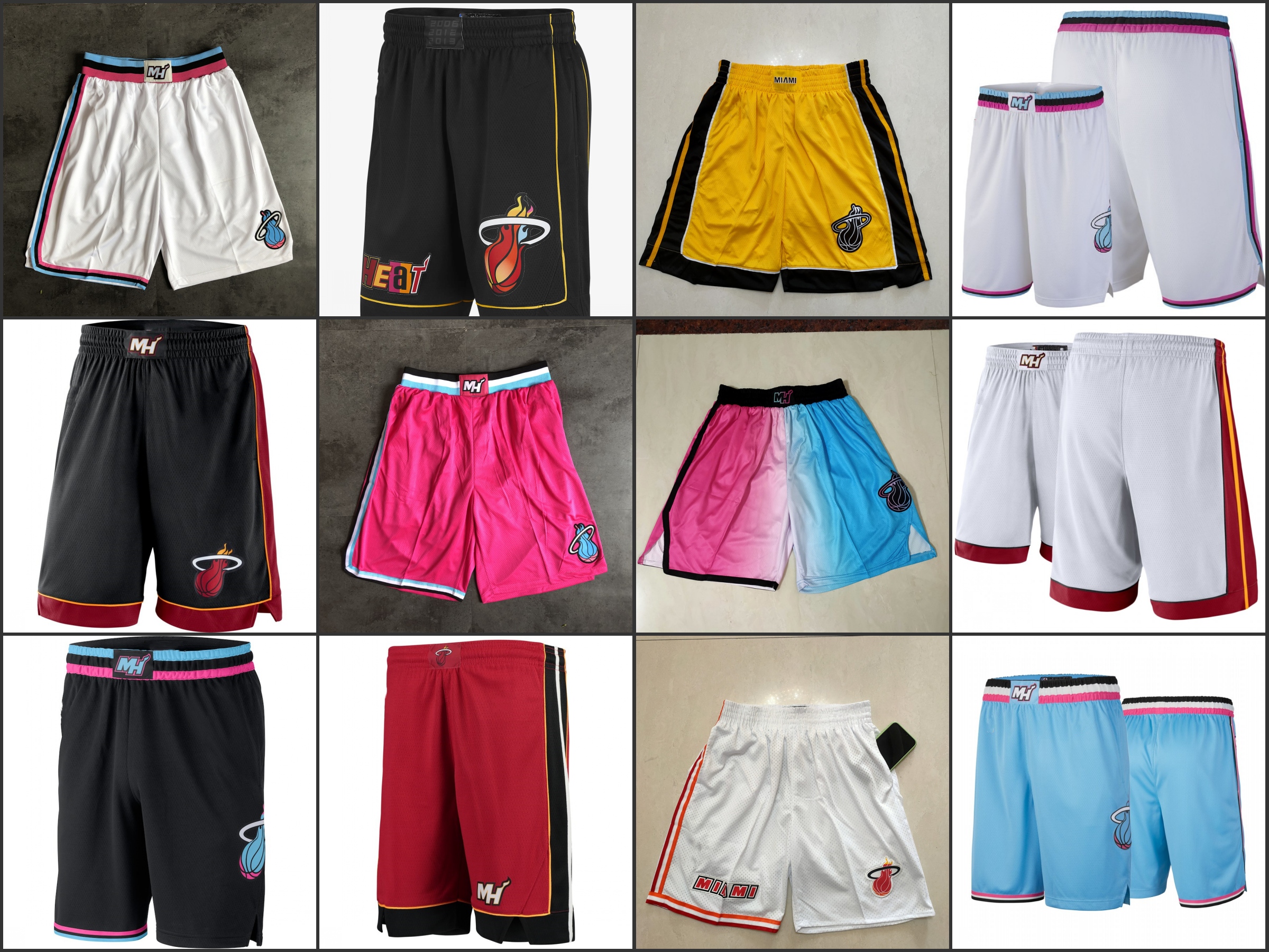 

Men's Miami Heat''City''Edition 2022 Black 75th Anniversary Blue Pink Shorts