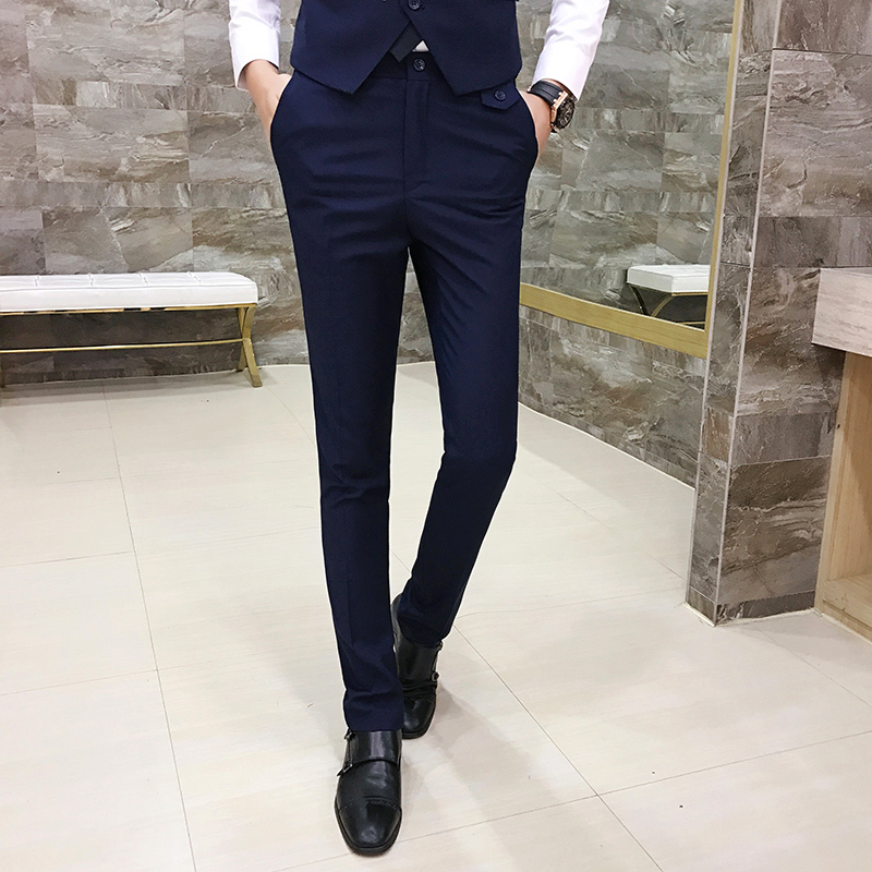

2021 New Clssico Magro Cor Slida Vestido Boutique Fino Casual De Escritrio Masculino Em Linha Reta Calas Masculinas 75aq, Purple