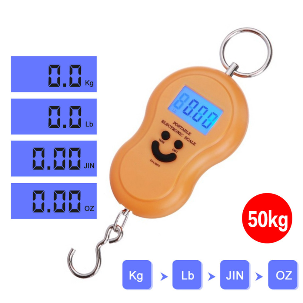 

50Kg Mini Digital Scale For Fishing Luggage Travel Weighting kitchen Steelyard Hanging Electronic Hook Scale KG/LBS/JIN/OZ