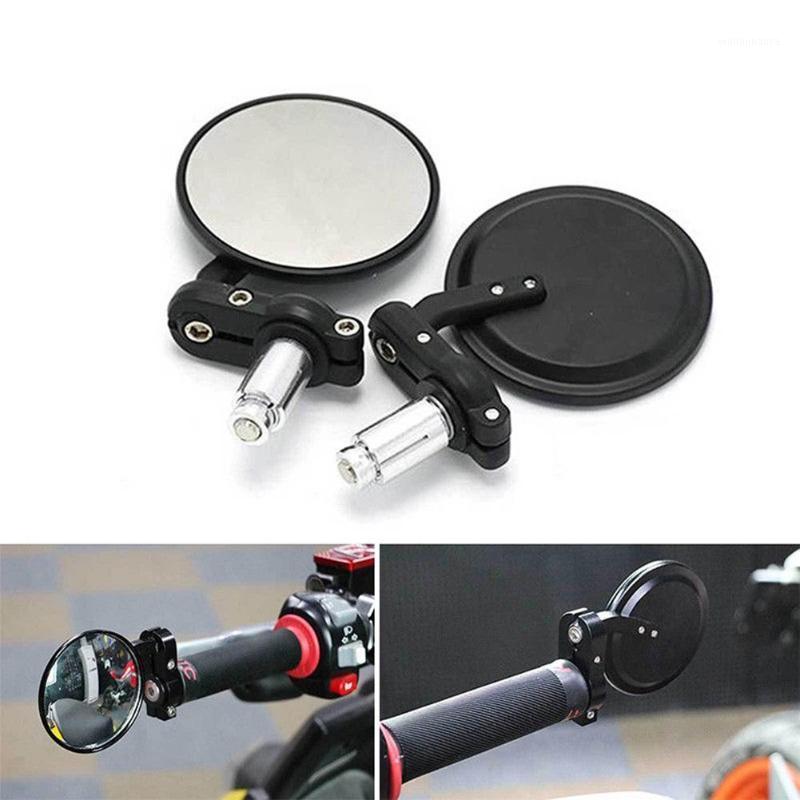 

Motorcycle Mirrors Universal 1 Pair Rear View Round 7/8" Handle Bar End Foldable Motorbike Side Mirror