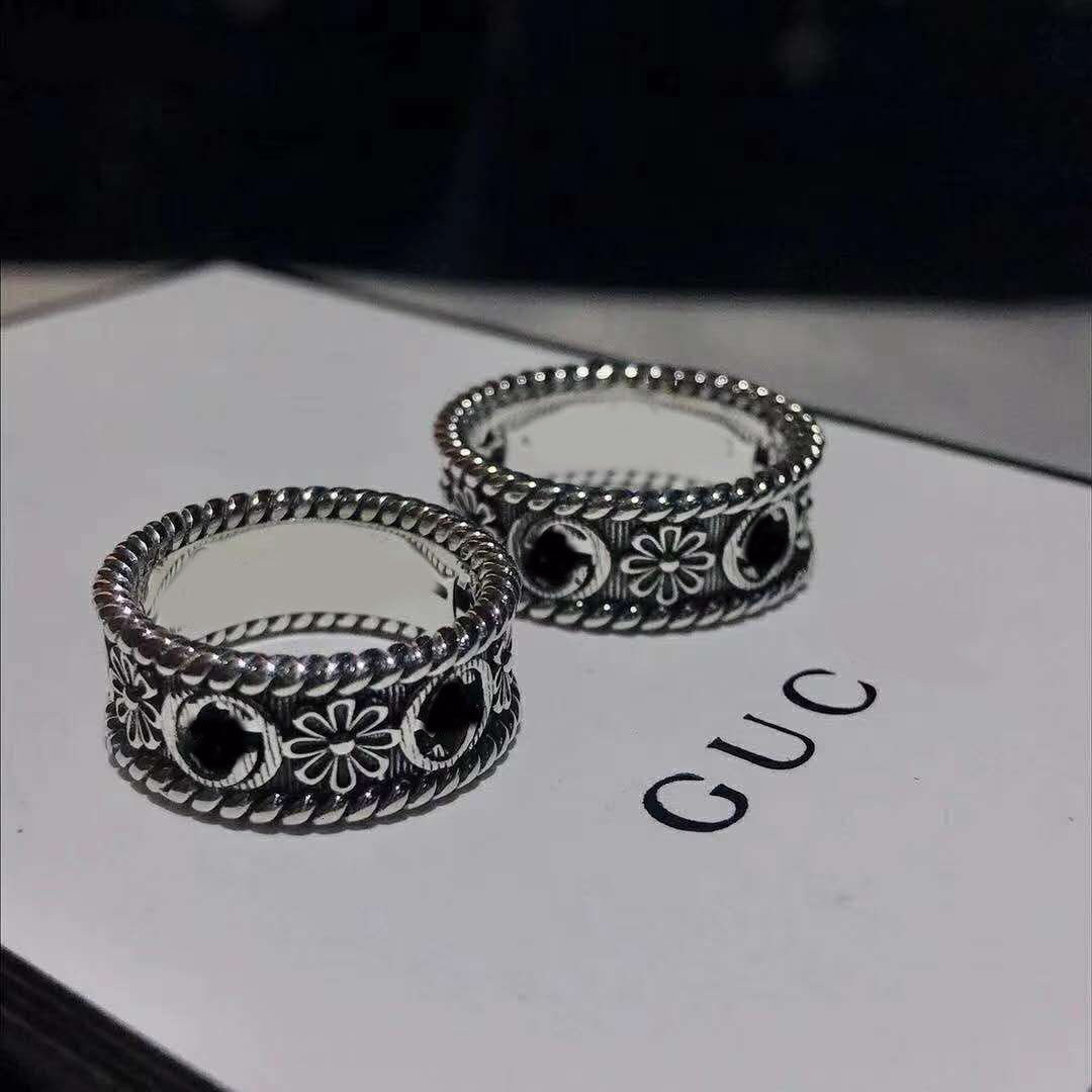 

Gujia ring with double g flower and twist lines 7CMG