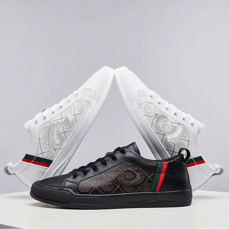 

Small White Shoes Men's Thick Soled Korean Versatile Trend Spring New Round Head Comfortable Casual PU Leather Board Shoes HM246