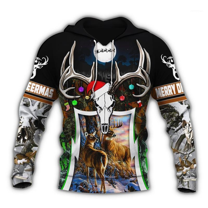 

Men' Hoodies & Sweatshirts Est 3D All Over Printed Christmas Deer Hunting Men Hoodie Fashion Casual Hooded Sweatshirt Street Jacket Unisex