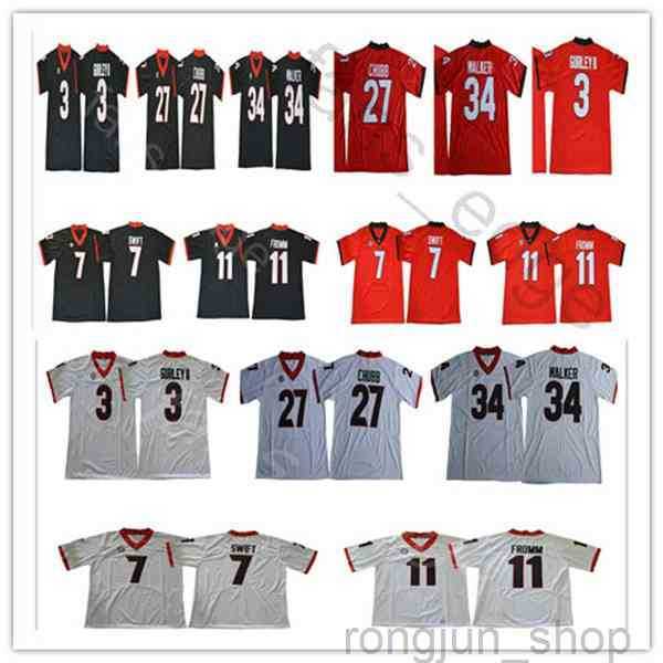

NCAA Georgia Bulldogs 11 Jake Fromm 10 Jacob Eason 27 Nick Chubb 7 D'Andre Swift 34 Herchel Walker Red White College Football Jersey, Black
