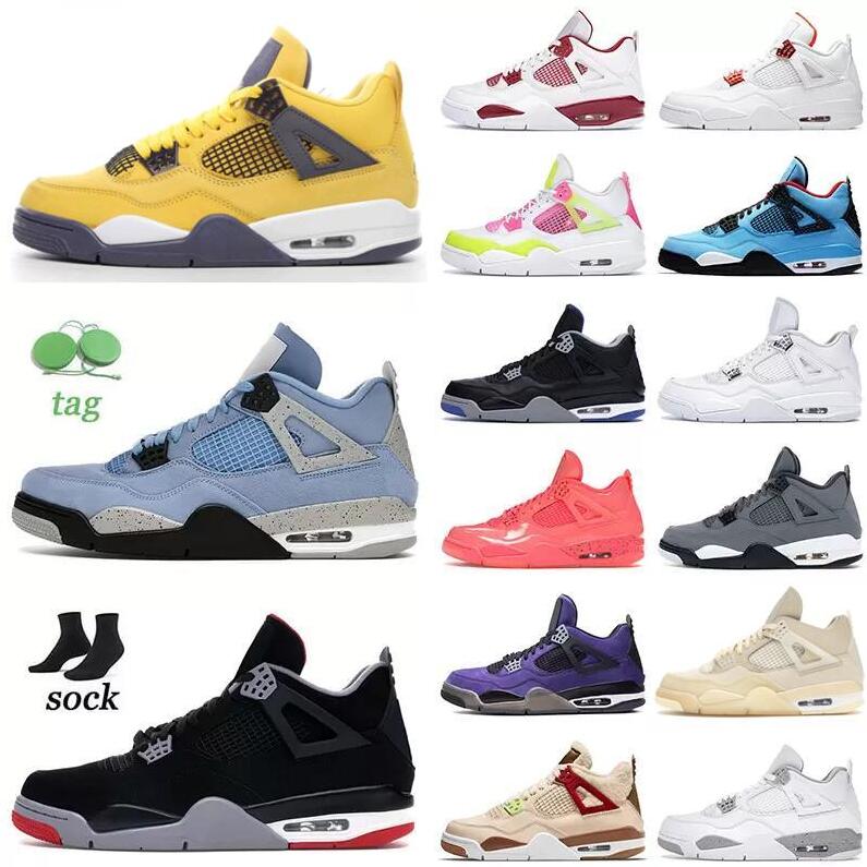 

Jumpman University Blue 4 4s Basketball Shoes Mens Cream Sail Lightnings Red Thunder White Oreo Bred Taupe Haze OFF What The Black Cement Cat Trainer Sneakers With BOX, Shoes (2) 36-47