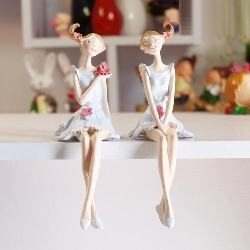 

Decorative Objects & Figurines 2pc/set Beautiful Hanging Feet Dolls By Sculpture Angel Garden Statue Resin Girl Character Figerine