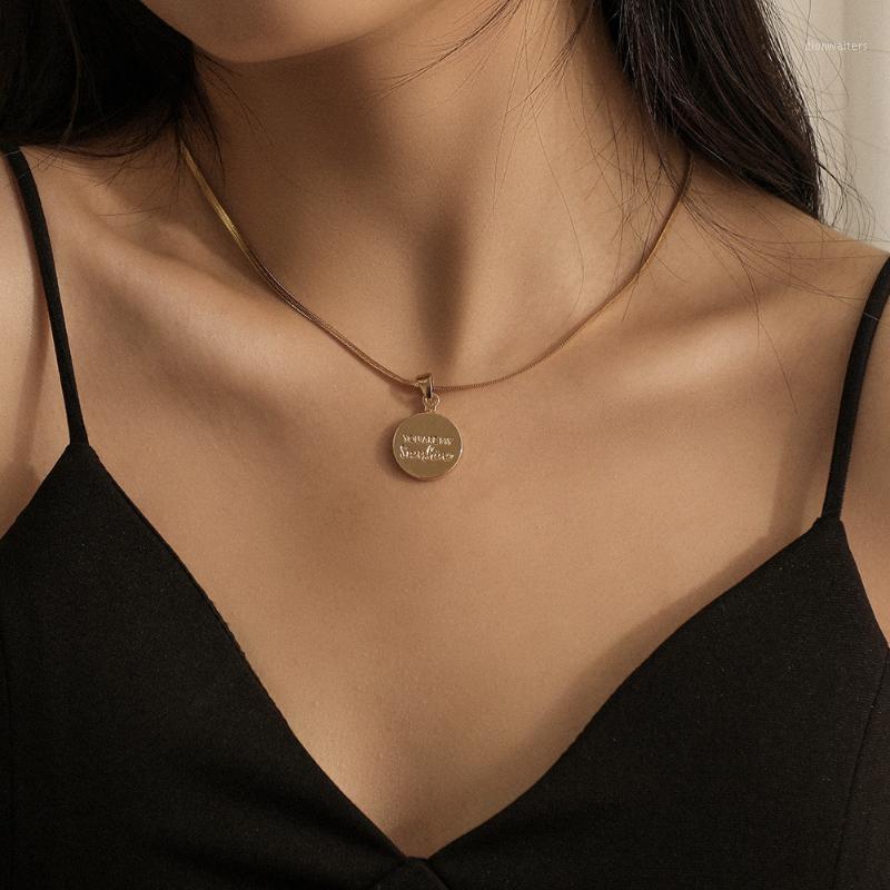

Chains 2021 European And American Fashion Simple Letter Round Brand You Are My Sunshine Pendant Chain Necklace