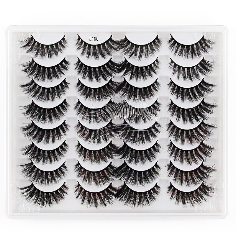 New Arrival 16 Pairs Thick Natural Mink False Eyelashes Set Soft & Vivid Multilayer Reusable Handmade 3D Fake Lashes Extensions Curly Crisscross-image-737786811