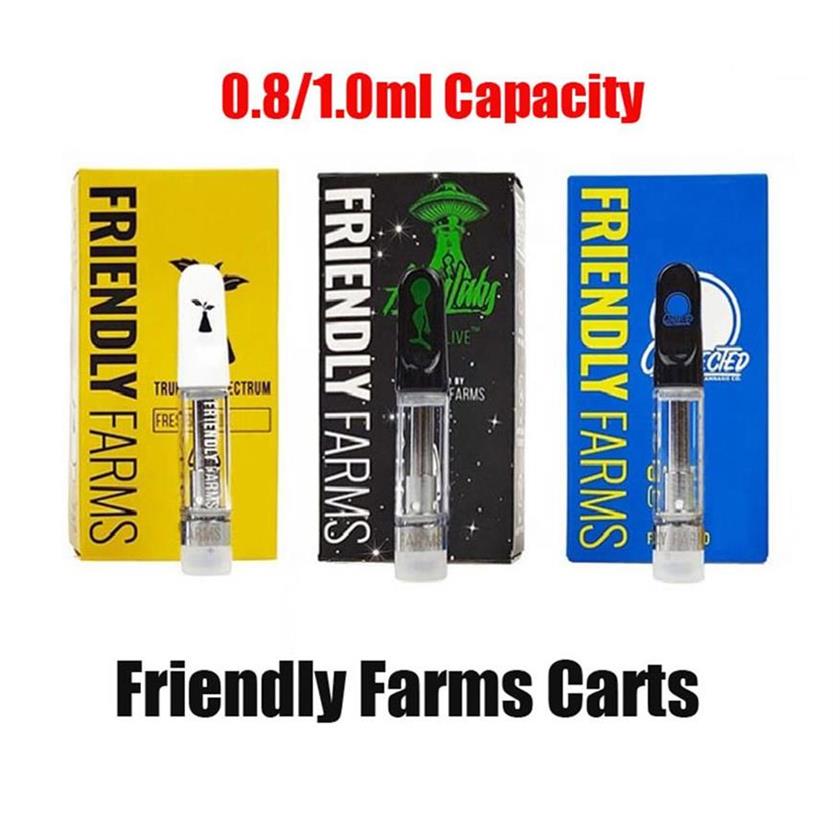 

Premium Friendly Farms Cart Atomizers 0.8/1.0ml Empty Cartridges Ceramic Glass for 510 Threads Thick Oil Vape Carts Dab Pen Vapori355o
