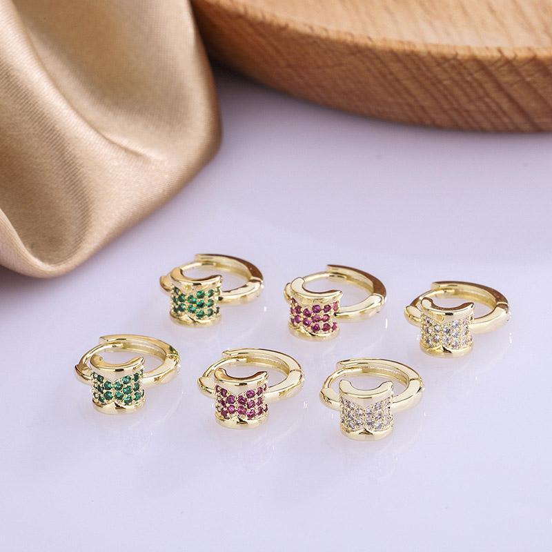 

Hoop & Huggie Punk Style Earrings For Women Geometric Rose Red Zircon Gold Color Ear Ring Female Statement Jewelry Accessories KAE025