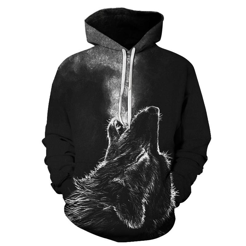 

Men's Hoodies & Sweatshirts Midnight Wolf Howling 3D Digital Printing Autumn Men Women Casual Wear Long Sleeve Pocket Hooded, Wy-1028
