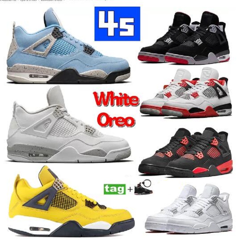 

4s men women basketball shoes Dark Marina Blue Bred Patent Panda University Blue Fire Red Thunder Cool Grey Pale Ivory Hype Royal mens sports sneakers, # 1