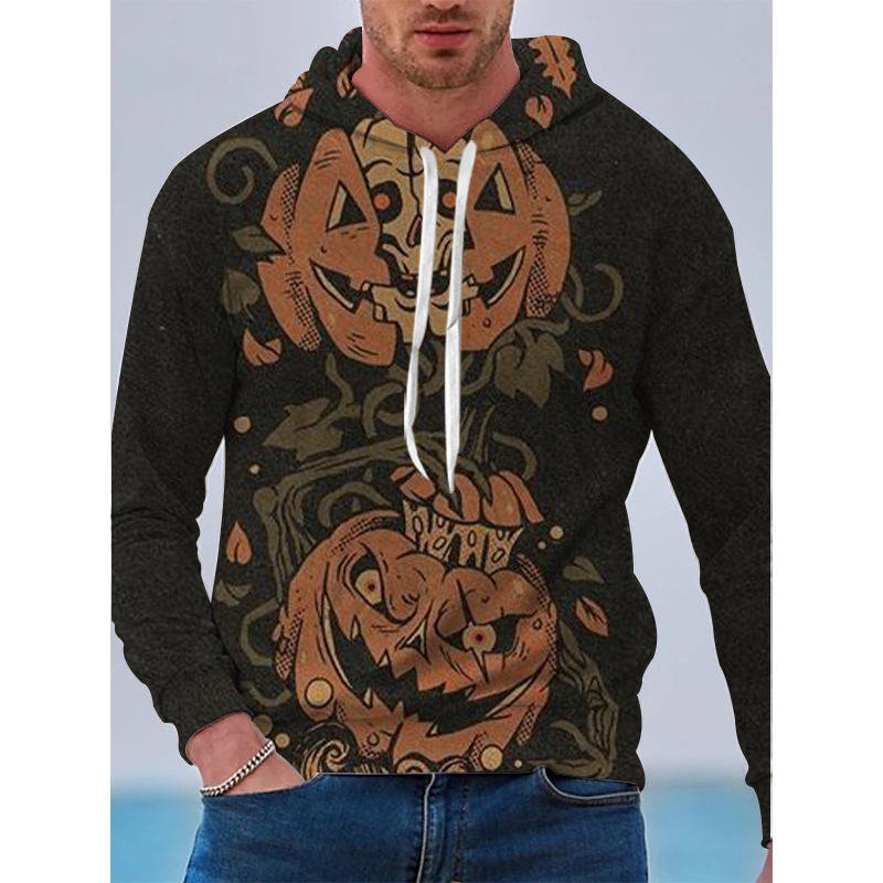 

Halloween Devil Pumpkin Pattern Men s 3D Printing Hoodie Visual Impact Party Top Punk Gothic Round Neck High Quality American Sweatshirt Hoodie, Black