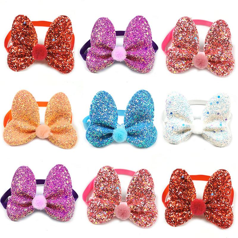 

30/5pcs Easter Pet Dog Bow Ties Shining with Adjustable Necklace Pet Bowties for Small Dog Grooming Accessories, 30pcs