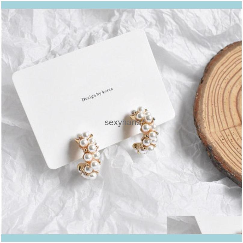 

& Chandelier Vintage Japan Korean Hoop Earrings For Women Handmade Sweet Studs Simated Pearl Circle Dangle Earring Party Jewelry Gifts Drop