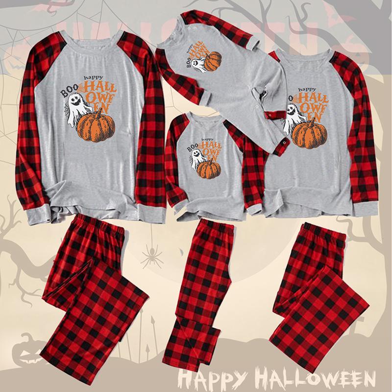 

Family Matching Outfits 2021 Clothes Halloween Pumpkin 2Pcs Set Long Sleeves T Shirts+Pants Women Kid Pajamas Baby Romper Suits, Blue