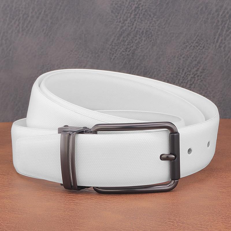 

Belts High Quality Balck Pin Buckle Leisure White Designer Men Genuine Leather Cowboy Fashion Waistband Classic, Black