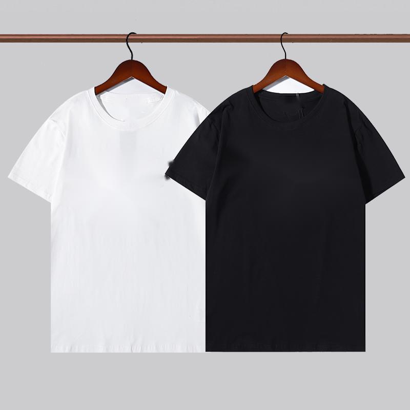 

P-2640 Women Men Summer Short Sleeve Printing Tops Couples Clothes Streetwear Solid Color Tees Round Collar Pullovers Casual Loose T-shirt, White
