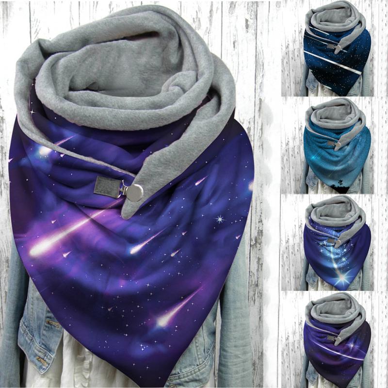 

Scarves 2021 Women's Autumn Scarf Women Star Sky Printing Metal Button Soft Wrap Casual Warm And Shawls Pashmina