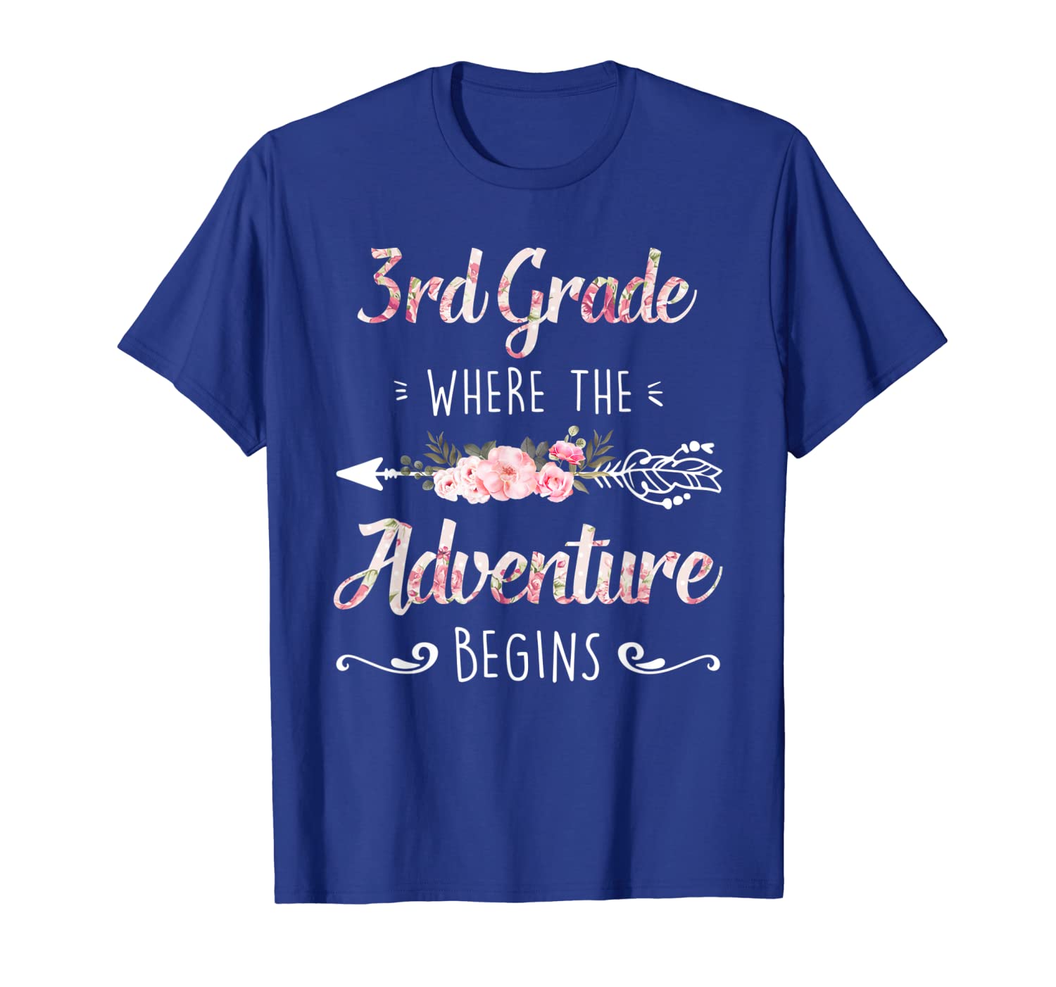 

3rd grade where the adventure begins teacher tshirt, White;black