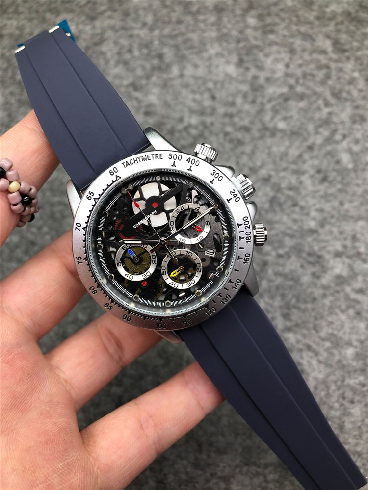montre de luxe pour hommes Quartz Batterie Mouvement Chronographe Fonction Hommes Montres Bracelet En Caoutchouc Montres-bracelets de haute quali