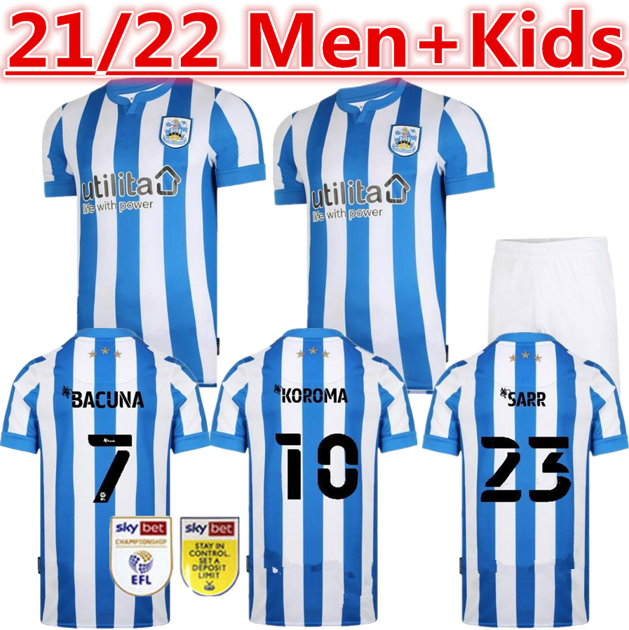 

21 22 Huddersfield Town Football Jerseys #7 BACUNA Home Soccer Jersey 2021 2022 #18 MBENZA Shirt #11 AARONS Uniform Men Adult + Kids Kit, Black