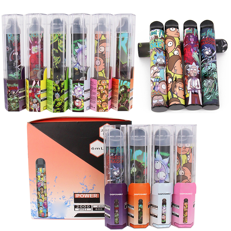 

XXL Vape Pen Puff Disposable Kit Rick Pod Starter Cartridge Bars 6ml 2000Puffs Pre-fiilled Plus Hoobf