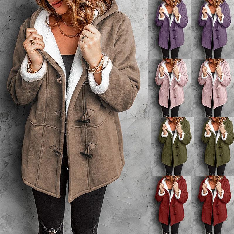 

Women's Trench Coats 2021 Autumn Winter Coat For Women Mid-long Windbreaker Long Sleeve Solid Color Fluff Warm Overcoat Cardigan Top, Tan;black