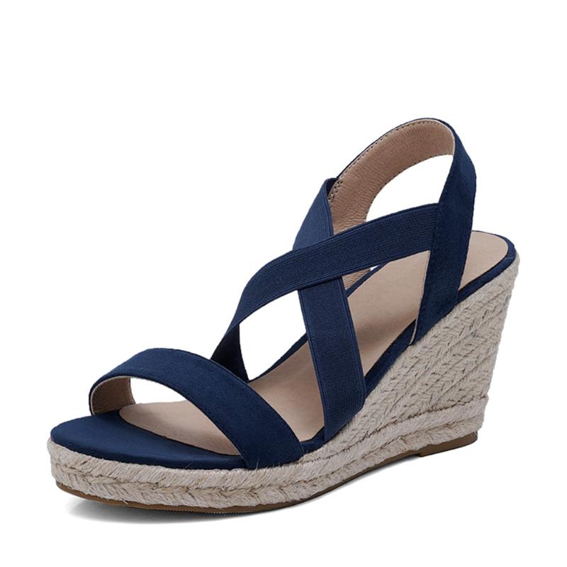 

Sandals SARAIRIS Dropship Flock Wedges Slip-On High Heel Platform Summer Casual Office Lady Womans Shoes Big Size 43, Black